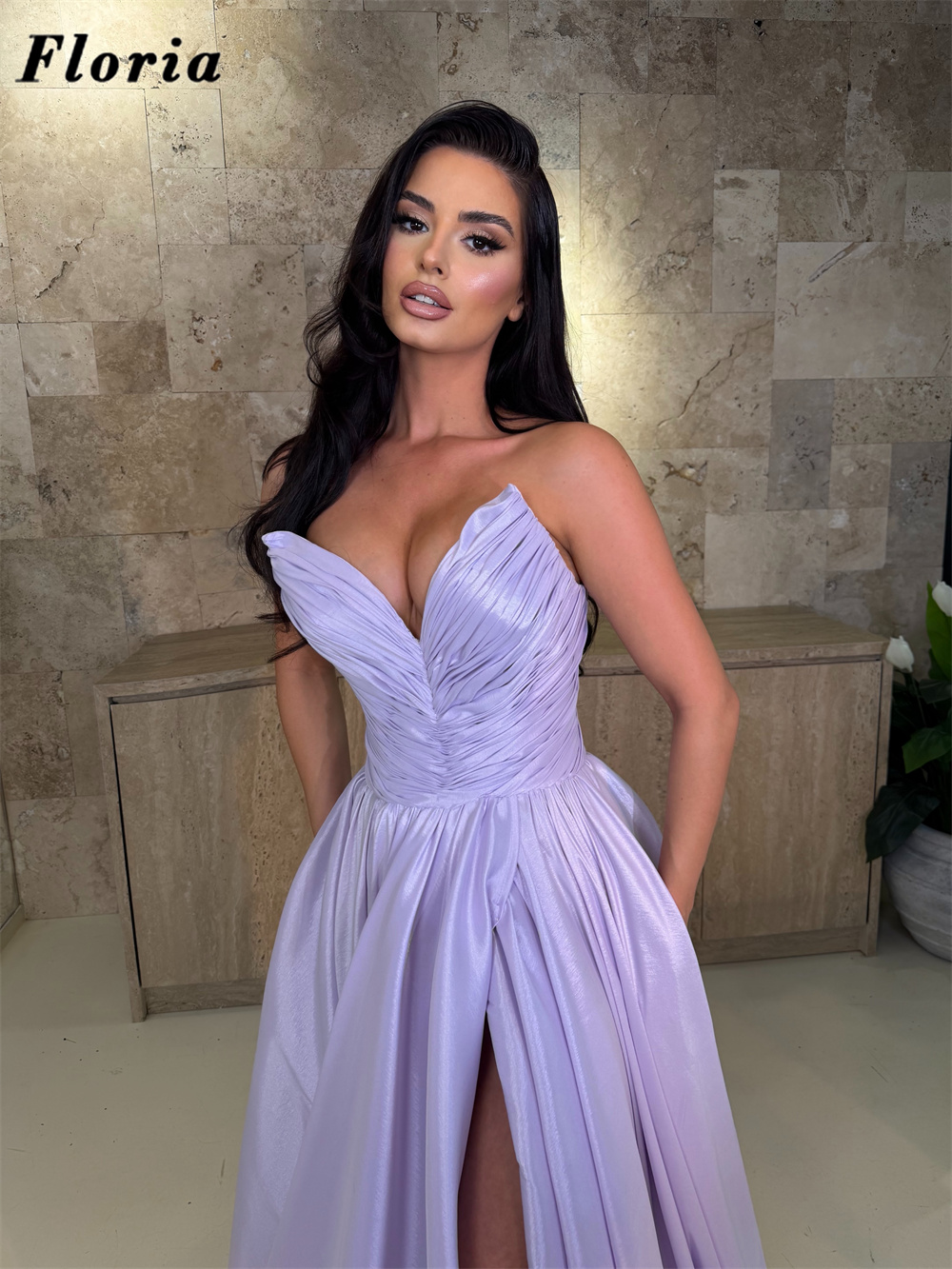 فساتين سهرة أنيقة باللون الليل - مراجعة Elegant Satin Evening Gown Split وسعره