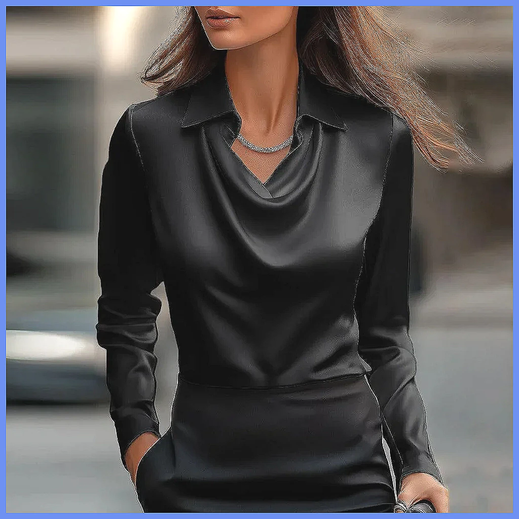 بلوزة ساتان كلاسيكية للنساء بأ - مراجعة Blouses وسعره