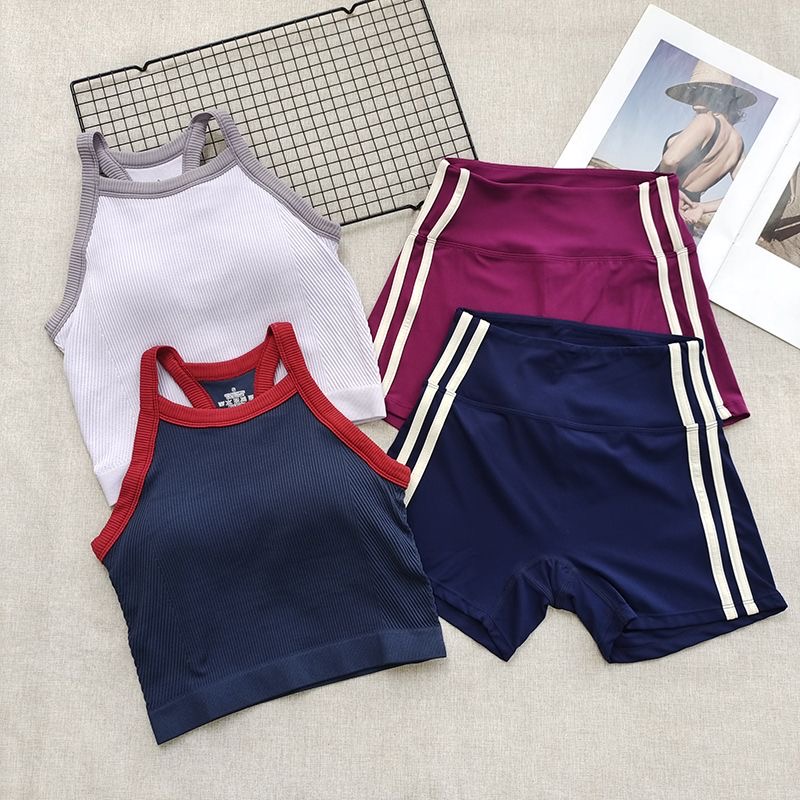 طقم رياضي نسائي مضلع من قطعتين - مراجعة Seamless Ribbed Workout Tank Top وسعره
