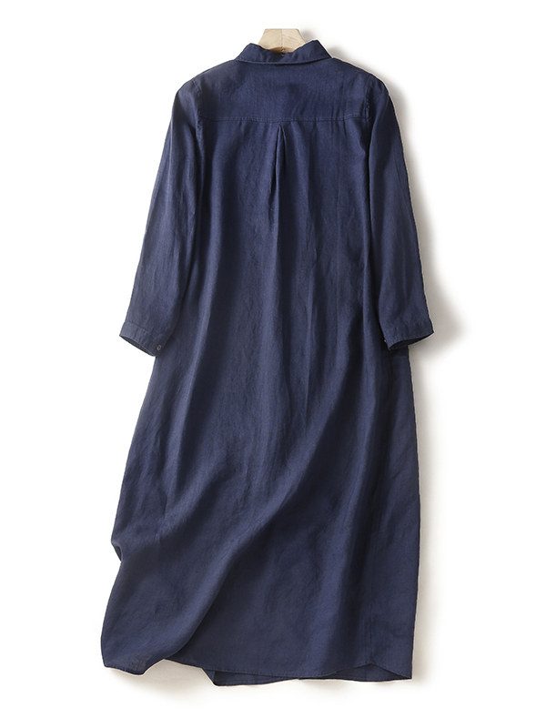 فستان قميص فضفاض من القطن والك - مراجعة Casual Loose Linen Shirt Dress وسعره