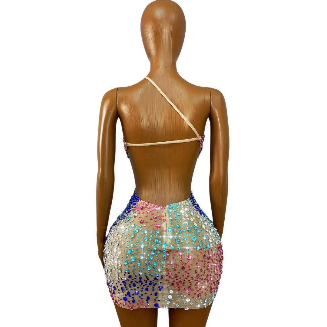 فستان قصير ضيق للنساء مزين بأح - مراجعة Sparkly Rhinestone Club Party Dress وسعره