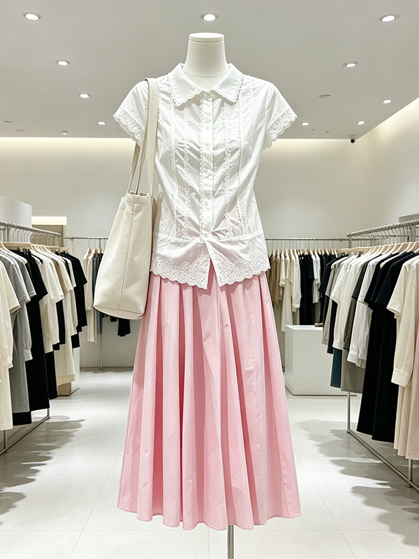 طقم نسائي أنيق بمقاسات كبيرة:  - مراجعة Korean Style A Line Shirt Dress وسعره