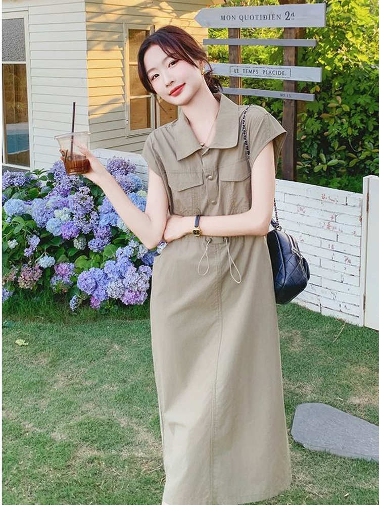 فستان قميص نسائي كوري أنيق للت - مراجعة Korean Style A Line Shirt Dress وسعره
