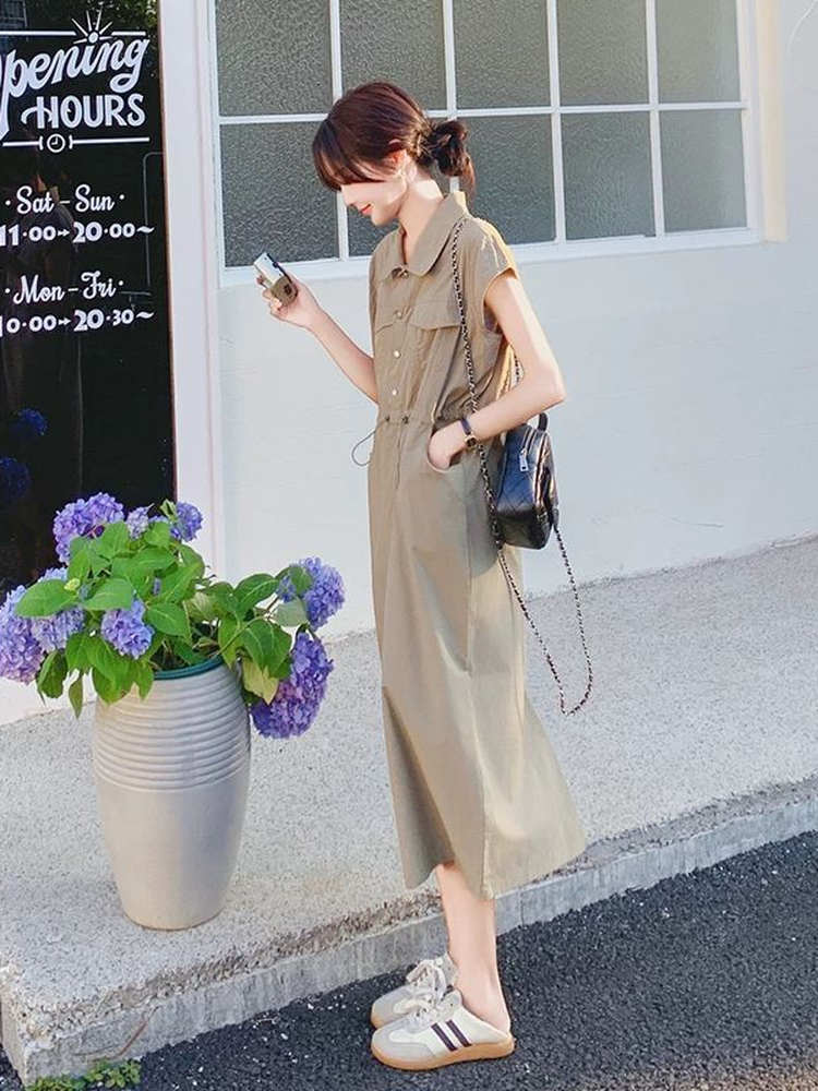 فستان قميص نسائي كوري أنيق للت - مراجعة Korean Style A Line Shirt Dress وسعره