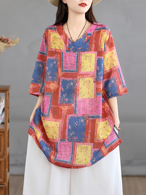 بلوزة كاجوال من الكتان المطبوع - مراجعة Casual Loose Linen Shirt Dress وسعره