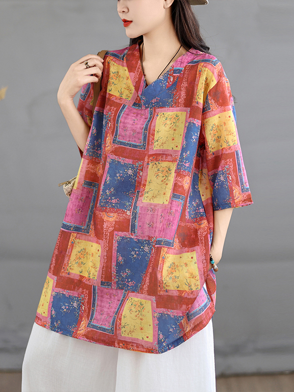 بلوزة كاجوال من الكتان المطبوع - مراجعة Casual Loose Linen Shirt Dress وسعره