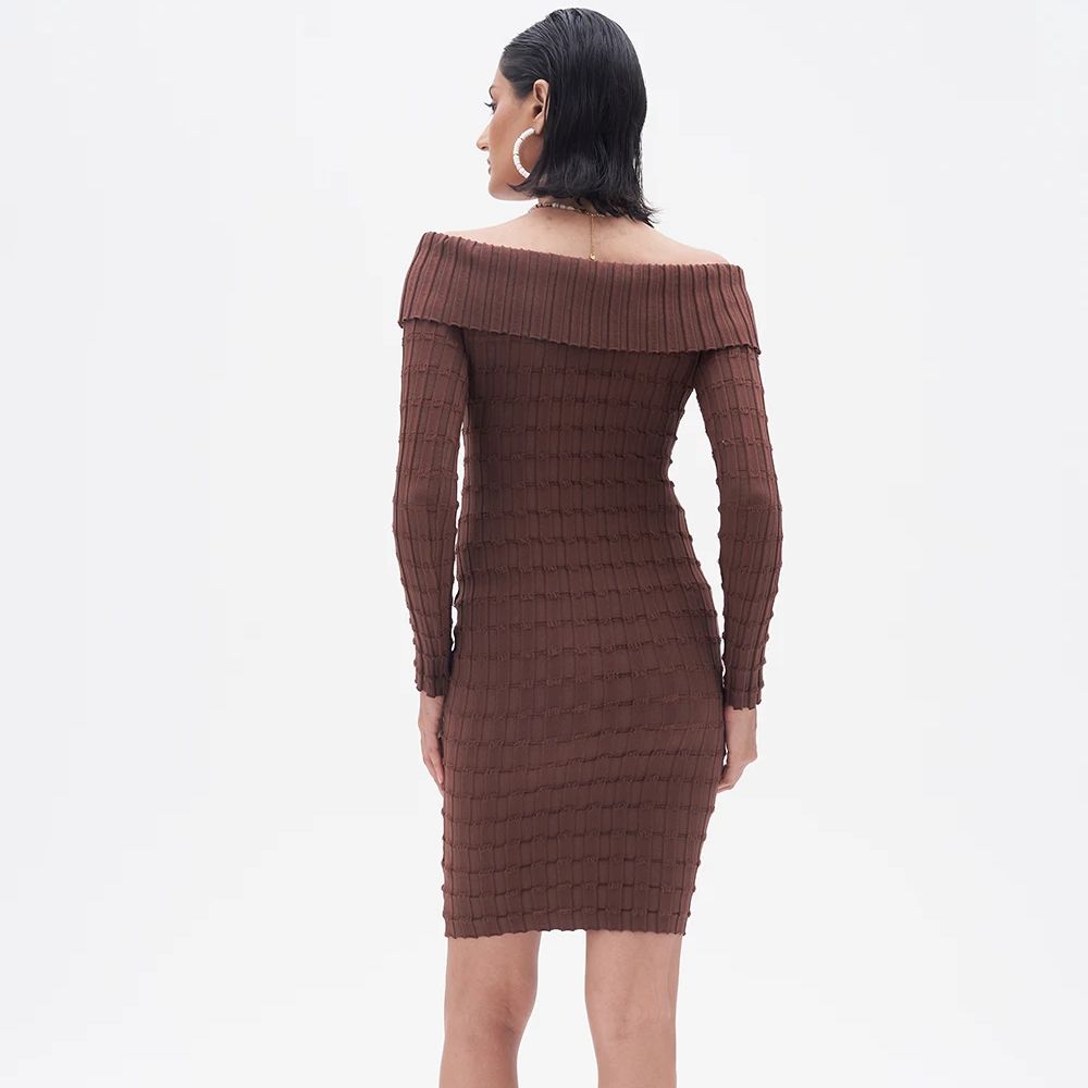 2025 مثير Ruched مائل الكتف شر - مراجعة Bodycon Long Sleeve Ribbed Dress وسعره
