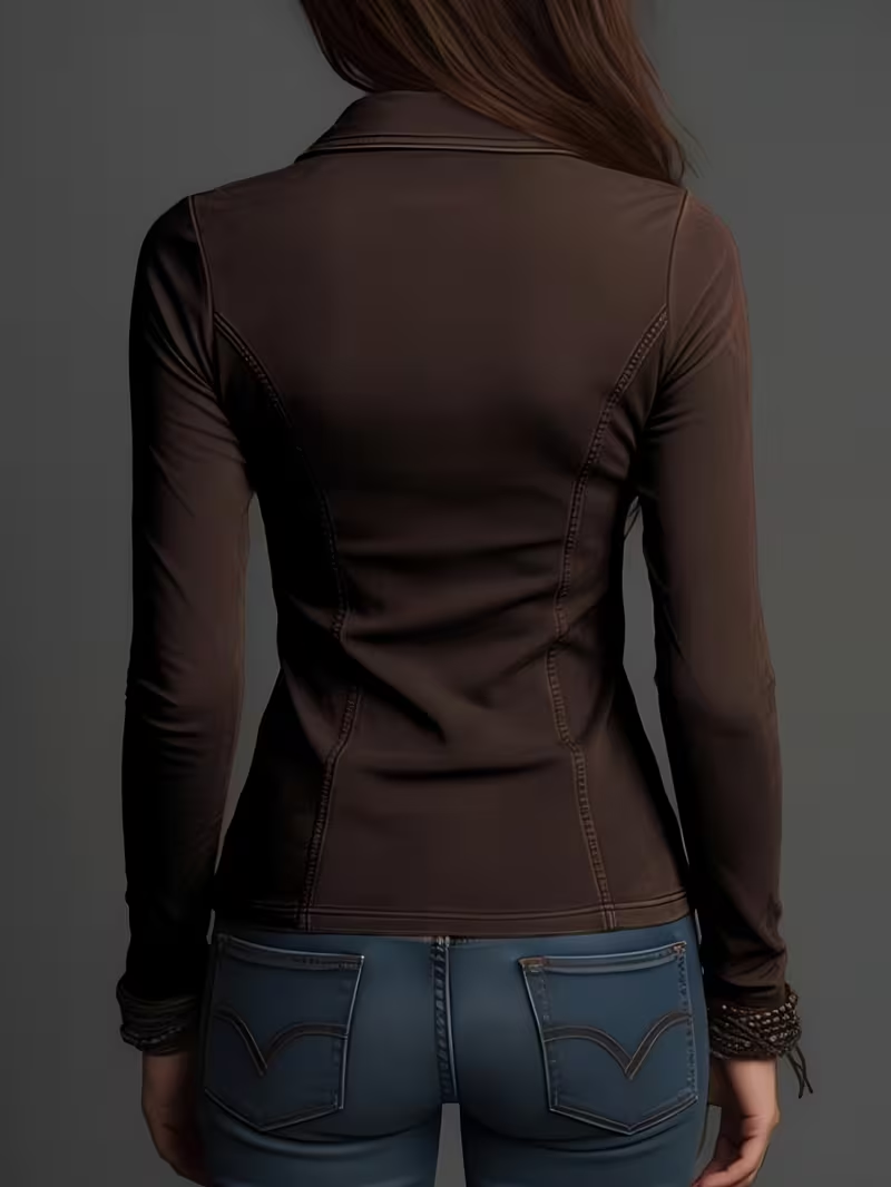 قميص نسائي بقصة ضيقة وياقة، مت - مراجعة Blouses وسعره