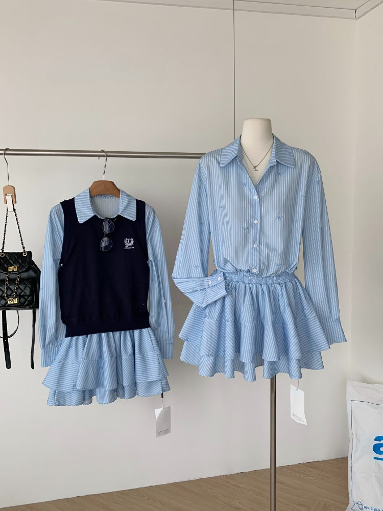 ربيع الخريف الكورية موضة كلية  - مراجعة Korean Style A Line Shirt Dress وسعره