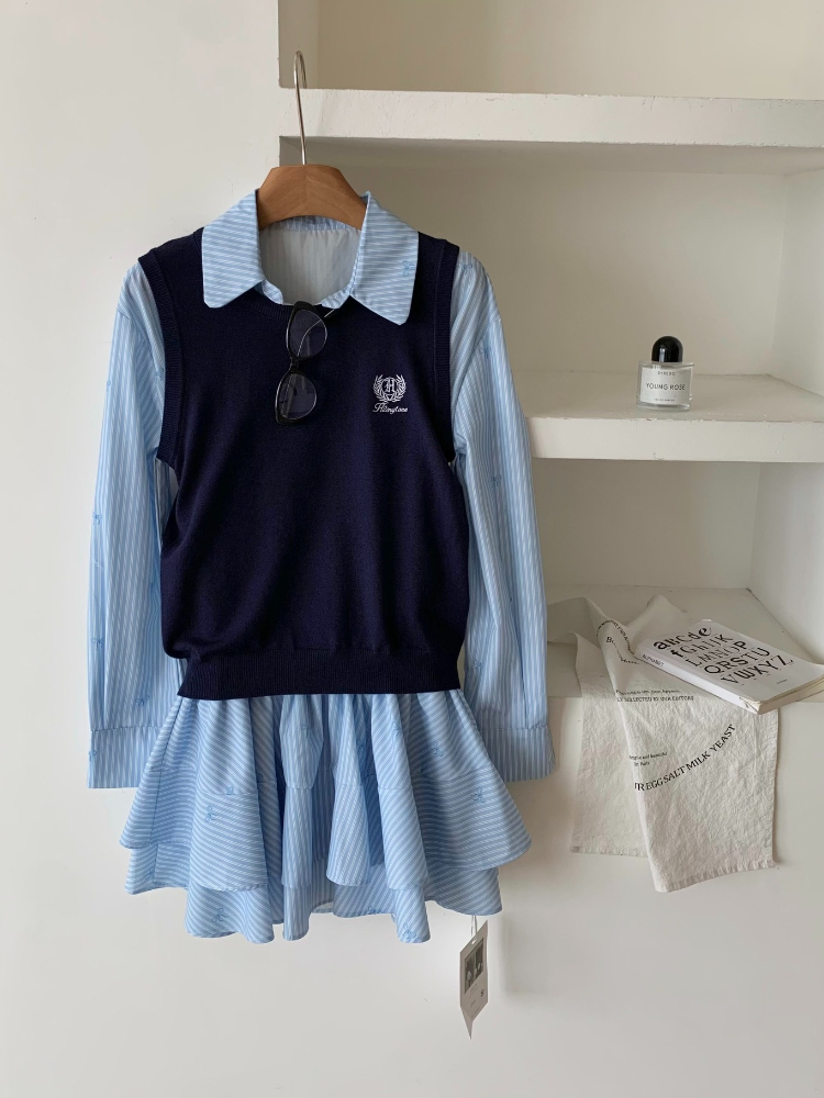 ربيع الخريف الكورية موضة كلية  - مراجعة Korean Style A Line Shirt Dress وسعره