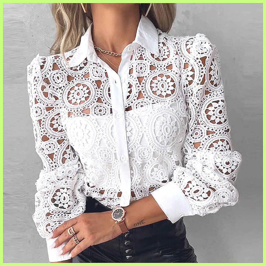قميص نسائي أبيض من الدانتيل لع - مراجعة Blouses وسعره