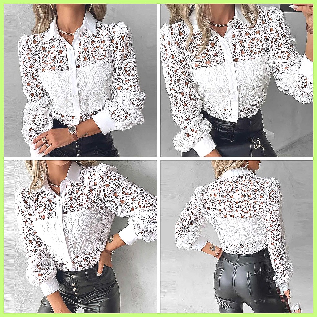 قميص نسائي أبيض من الدانتيل لع - مراجعة Blouses وسعره