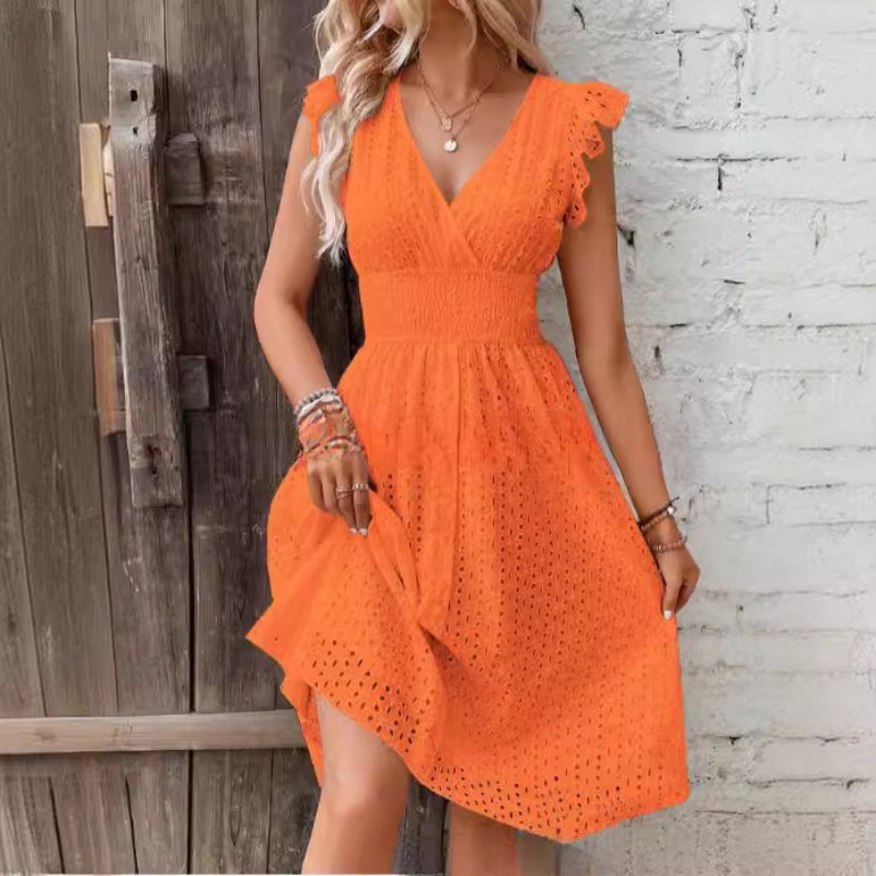 فستان صيفي أوروبي جديد بأكمام  - مراجعة French Vintage Floral Midi Dress وسعره