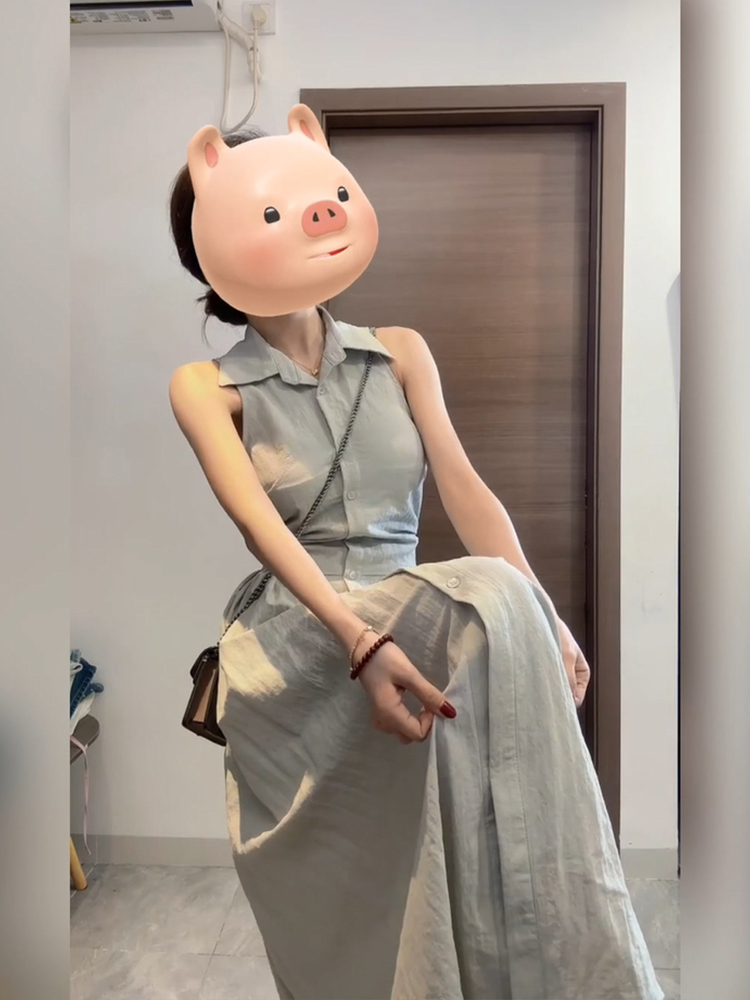 فستان قميص نسائي صيفي أنيق وعص - مراجعة Korean Style A Line Shirt Dress وسعره