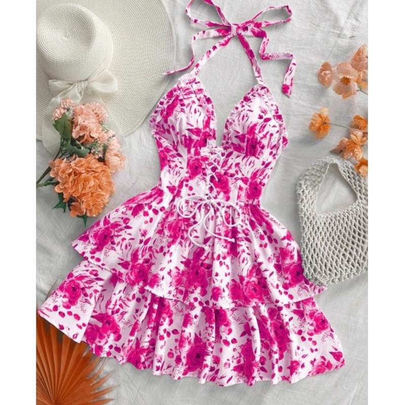 فساتين قصيرة نسائية بأسلوب عطل - مراجعة French Vintage Floral Midi Dress وسعره