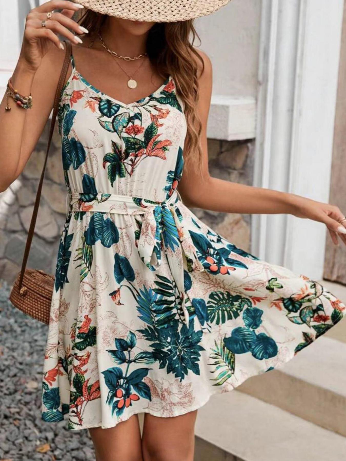 فستان نسائي بحزام على الطراز ا - مراجعة French Vintage Floral Midi Dress وسعره