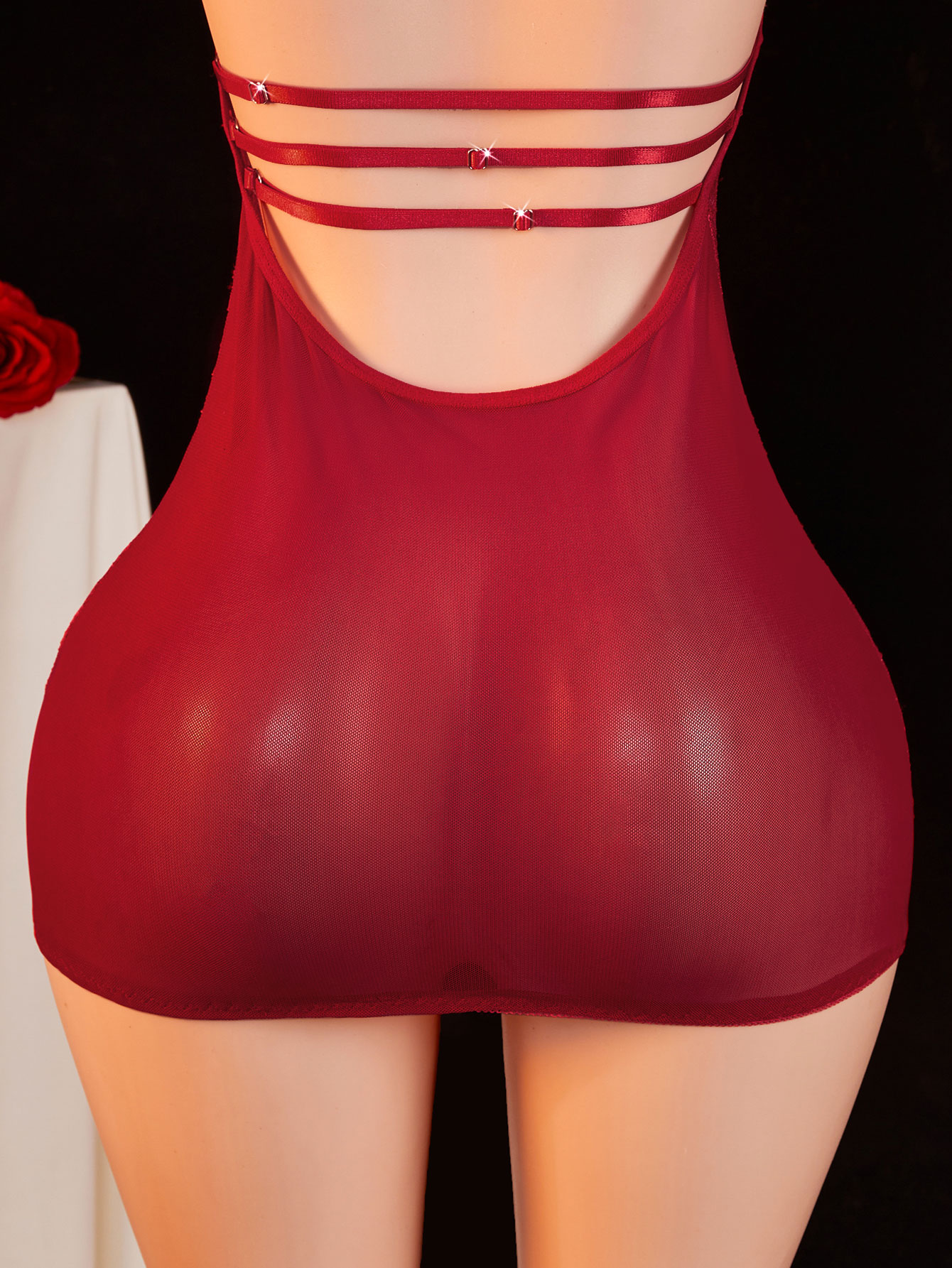 لانجري نسائي مثير من الدانتيل  - مراجعة Sexy Mesh Sheer Bodycon Dress وسعره