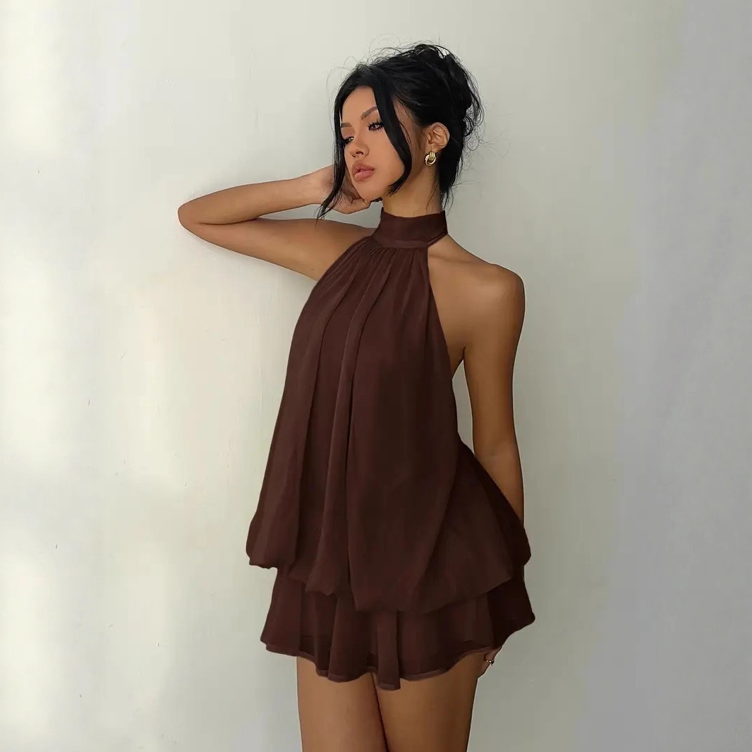فستان نسائي بياقة رسن مكشوف ال - مراجعة Y2K Backless Halter Mini Dress وسعره