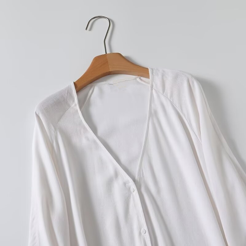 فستان متوسط الطول كتان من Dave - مراجعة Casual Loose Linen Shirt Dress وسعره