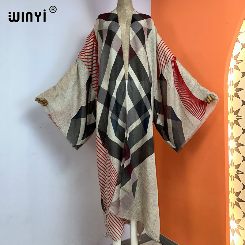 WINYI كيمونو الصيف بوهو طباعة  - مراجعة Boho Summer Beach Maxi Dress وسعره